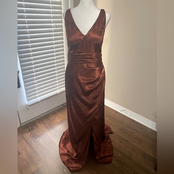 Galina Signature Dresses & Skirts - Galina Signature Cinnamon Rust Brown Formal Dress Train Prom Size 10